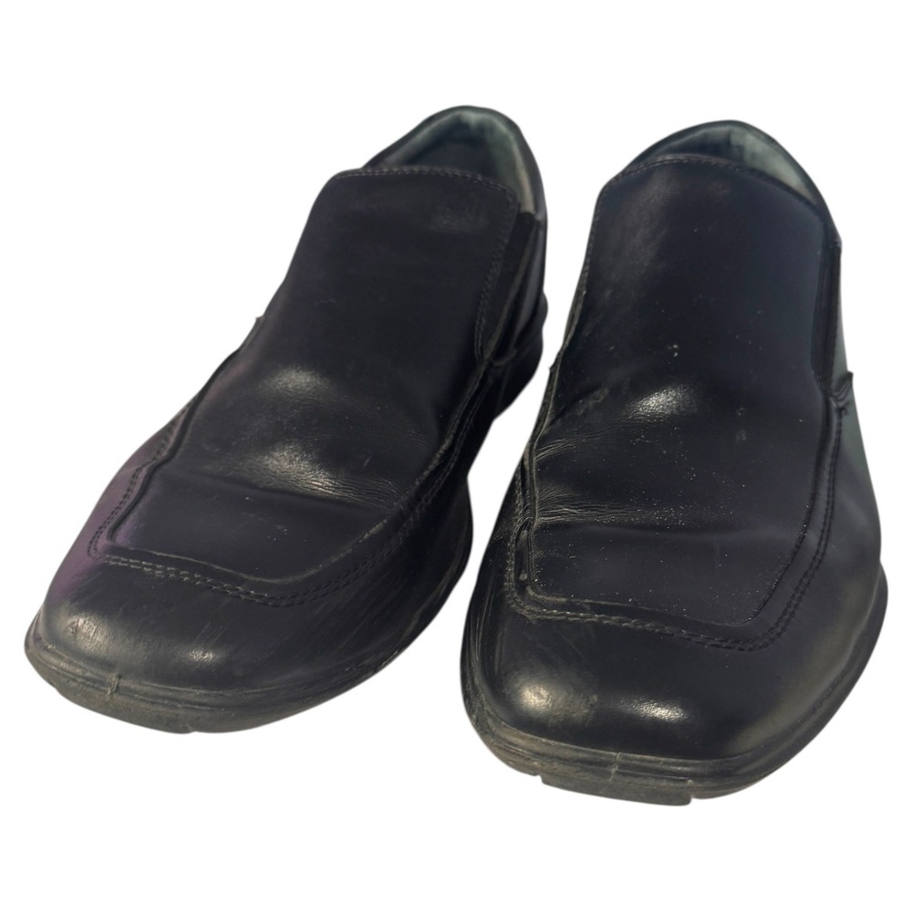 Hush Puppies Mens Black Leather Slip On Extra‎ Wide Loafers Shoes Size 10.5 Wide